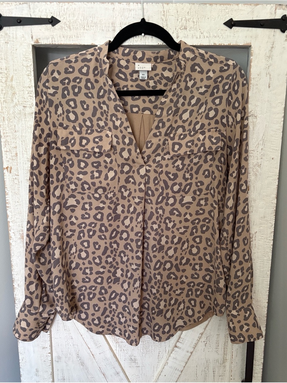 A New Day Leopard Print V-Neck Blouse